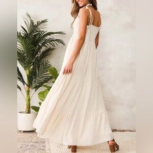 Wishlist Ivory Tiered Maxi Dress Boho Bridal Size L